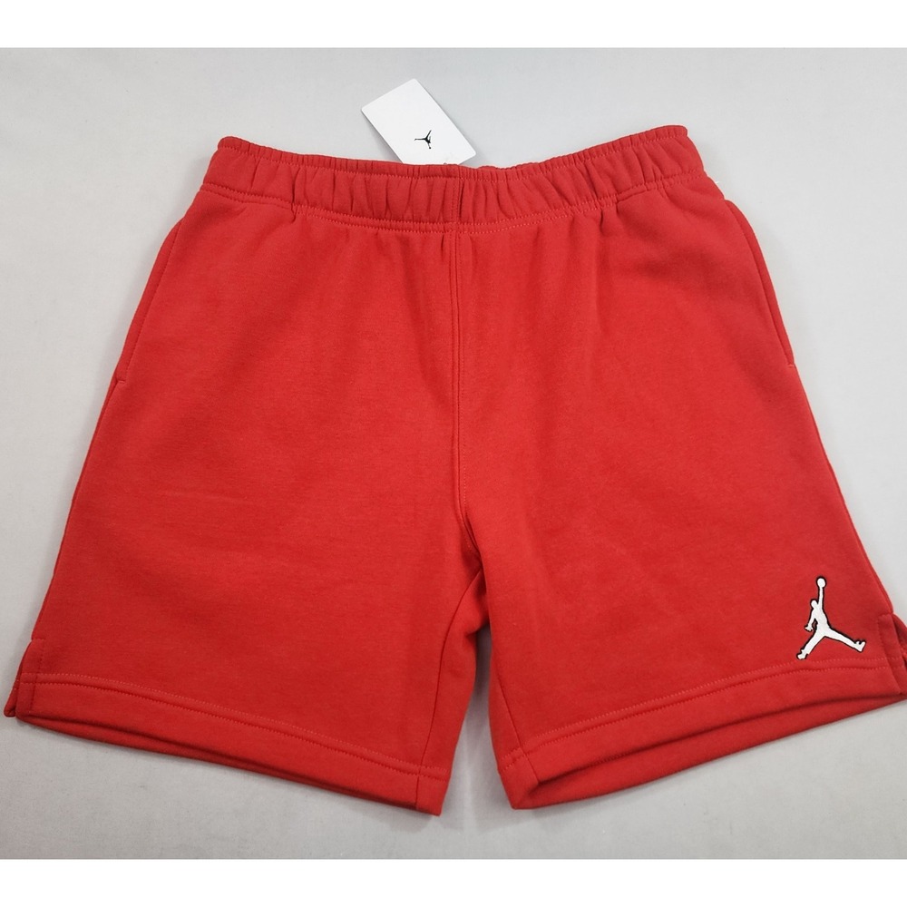 Jordan Womens Red Fleece Sweatshorts Pockets DX9675-310 Size L 30 Inch Waist